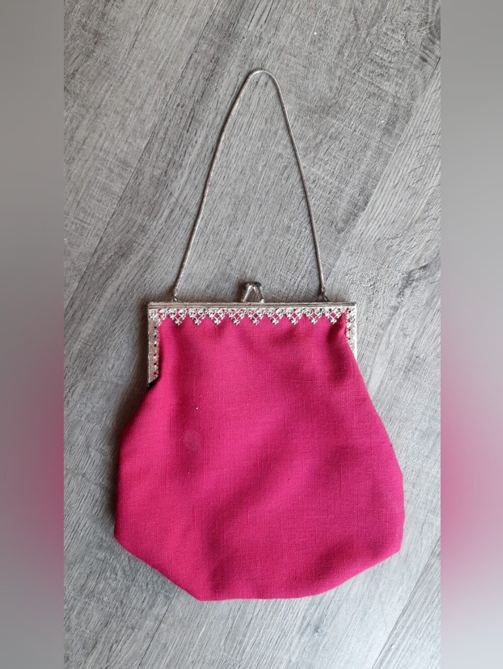 Classic Pink Evening Handbag with Silver Frame Wallet Model